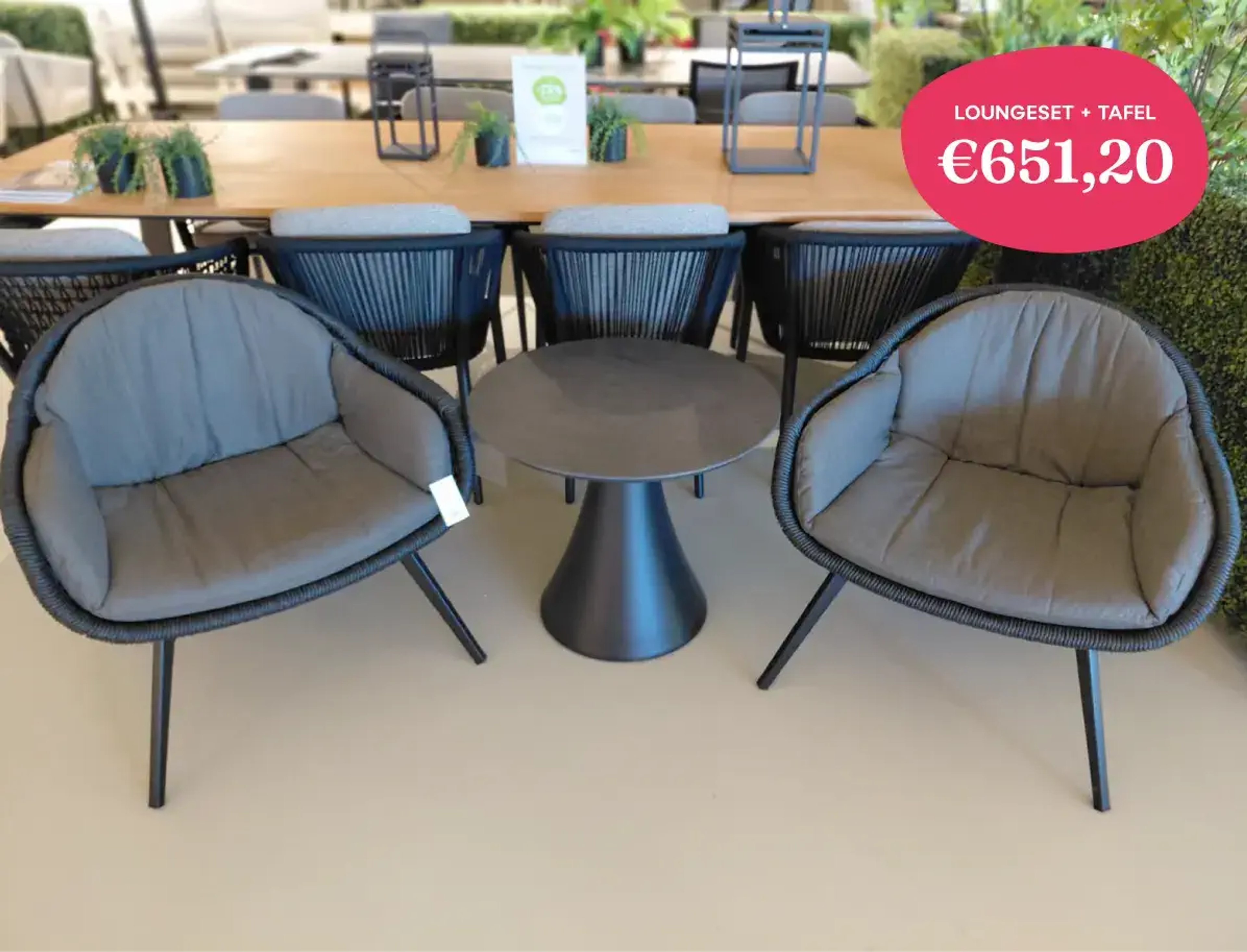 Pagino loungeset & fano low dining tafel van de Bristol à la carte-collectie van Exterioo tuinmeubelen voor €651.20