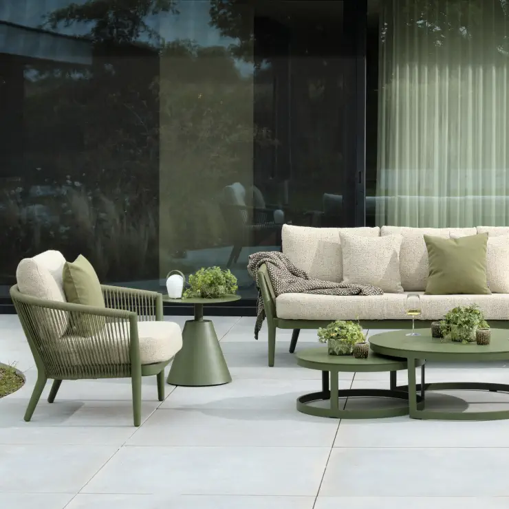 Loungeset met tafel in groen aluminium van Exterioo