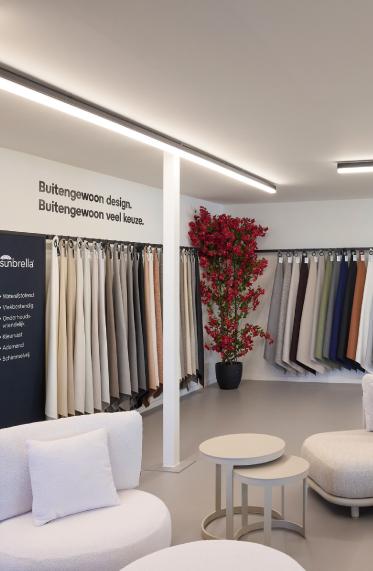 Interieur van showroom Exterioo Knokke