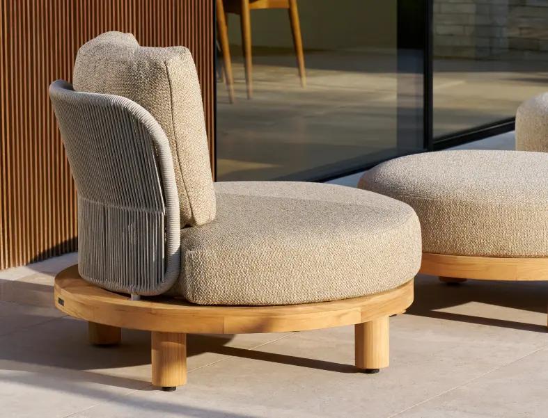 Deux fauteuils lounge en corde et teck par Exterioo, mobilier de jardin.