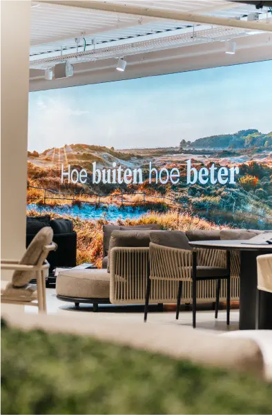 Uitgebreid assortiment van showroom Exterioo Wetteren
