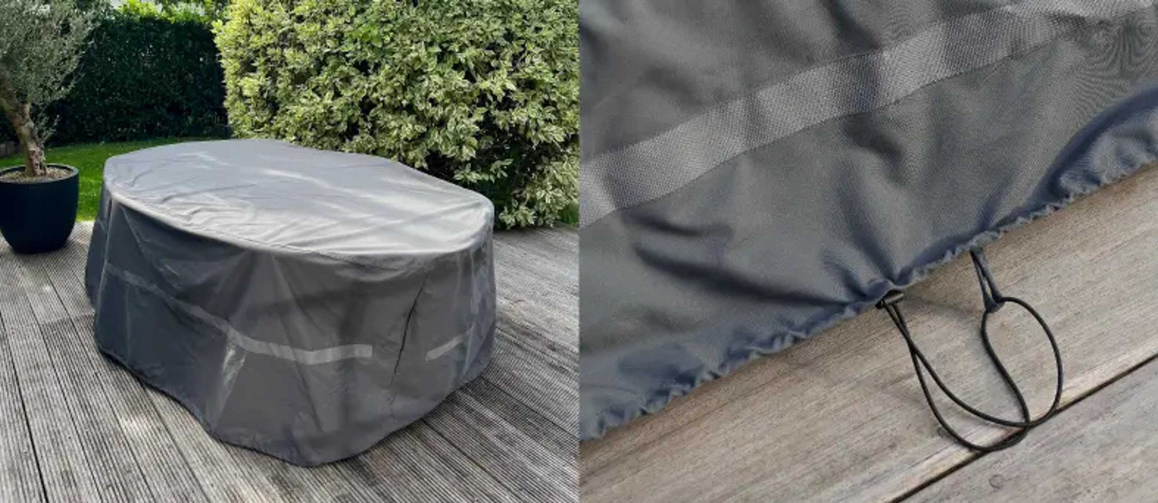 Terras met tafel met beschermhoes van Bristol à la carte door Exterioo tuinmeubelen